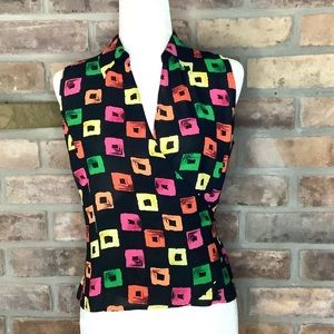 LE CAVIAR Sleeveless Wrap Blouse 26